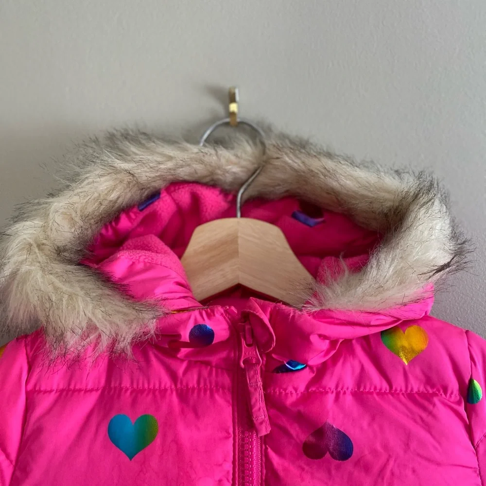 The Children's Place Pink Jacket Girl Size 12-18 Months Hearts Hooded‎ Coat